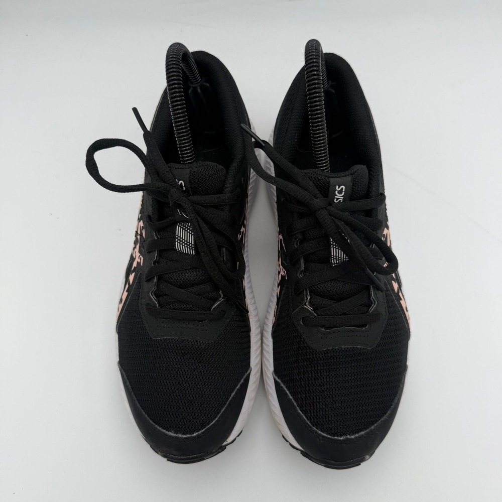 YOUTH ASICS Contend 8 GS Black Pink Cheetah Athletic Running Shoes Size 5.5 - Picture 5 of 8